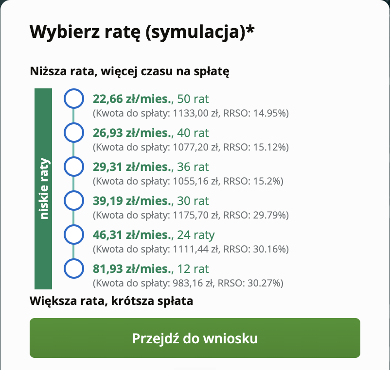 Zakupy na raty – krok 4